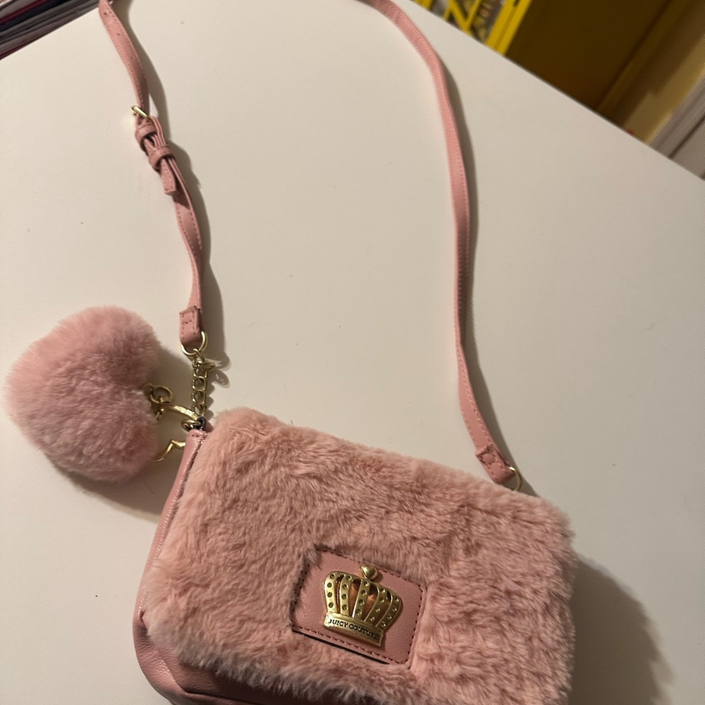 Juicy Couture Pink Faux Fur Crossbody Bag